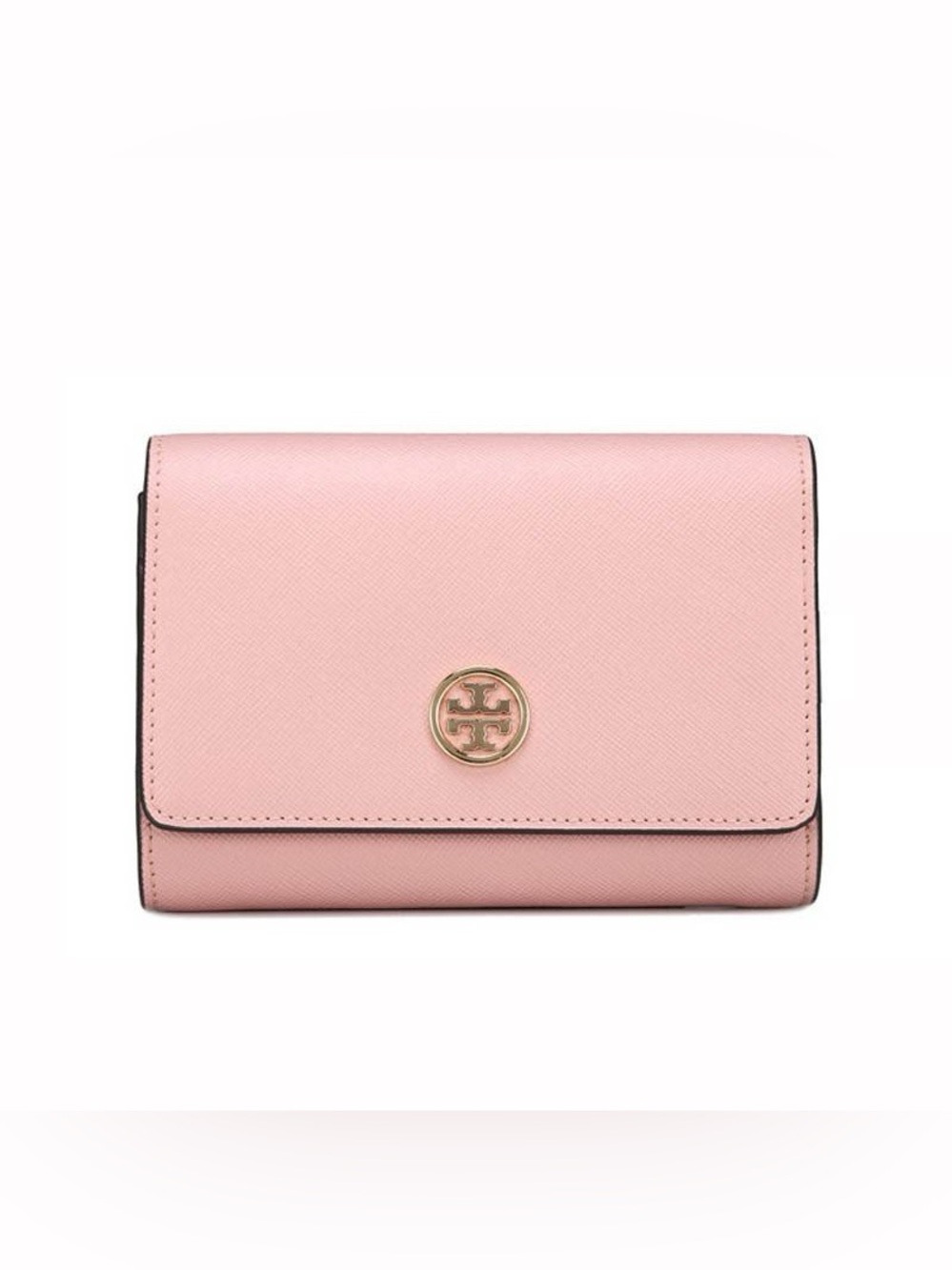 Tory Burch Robinson Medium Flap Wallet Pink Leather Excellent Condition Preppy